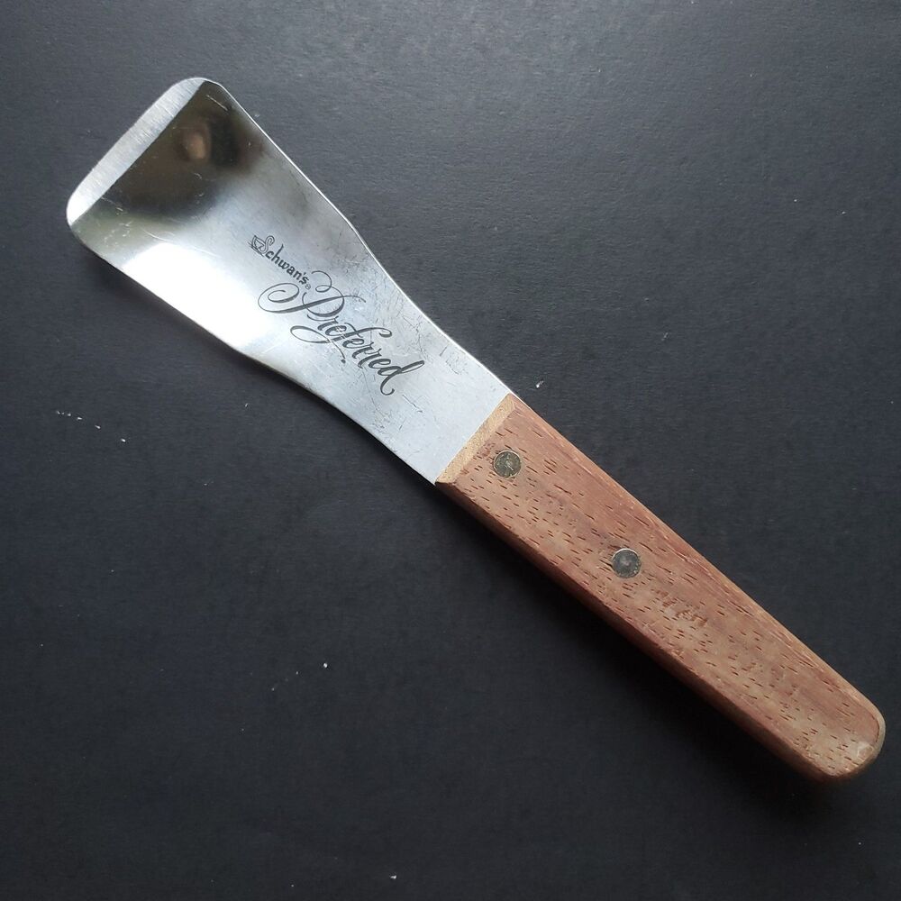 VTG Schwans Preferred Wood Handle Ice Cream Scoop Warco Stainless Steel Spade